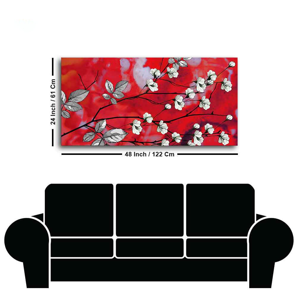 Premium Canvas Abstract Art Painting of White Flowers - Decor Smart
