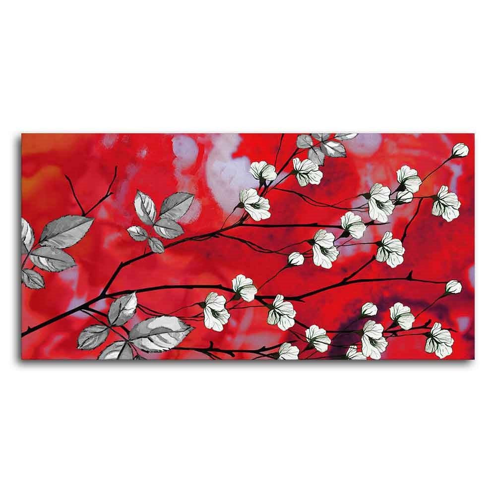 Premium Canvas Abstract Art Painting of White Flowers - Decor Smart