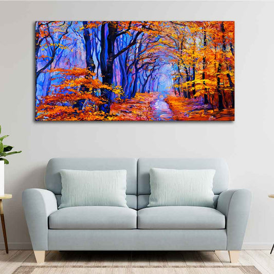 Premium Canvas Abstract Art Wall Painting of Forest in Autumn - Decor Smart