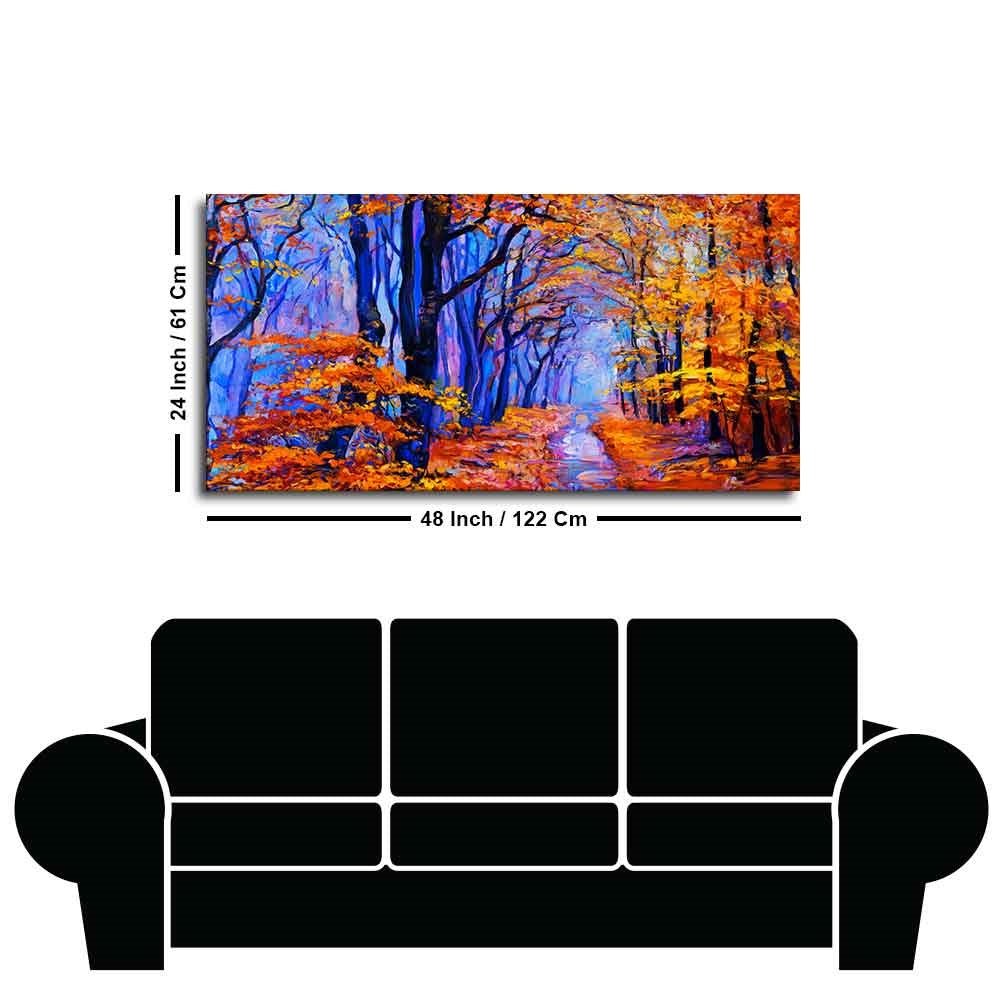 Premium Canvas Abstract Art Wall Painting of Forest in Autumn - Decor Smart