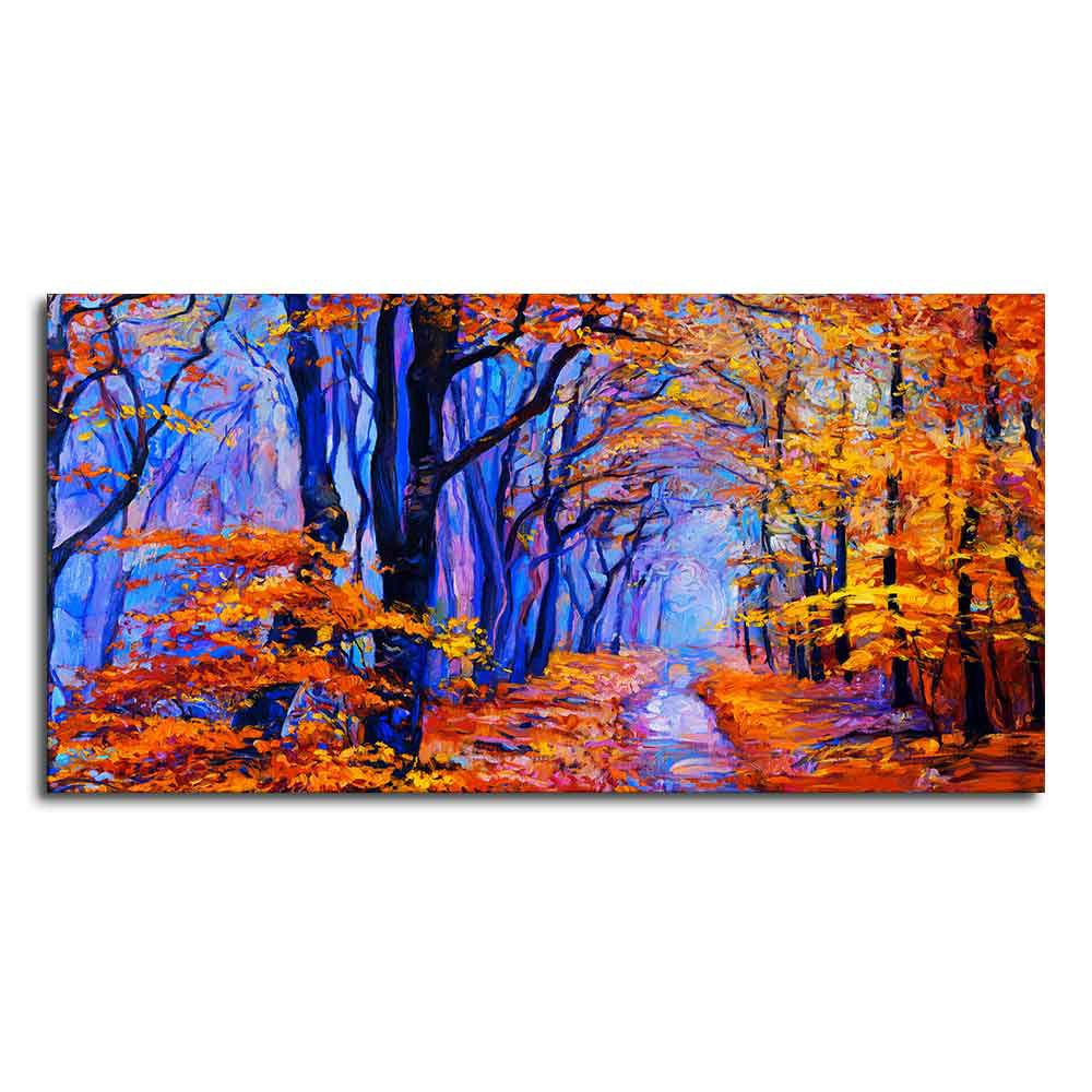 Premium Canvas Abstract Art Wall Painting of Forest in Autumn - Decor Smart