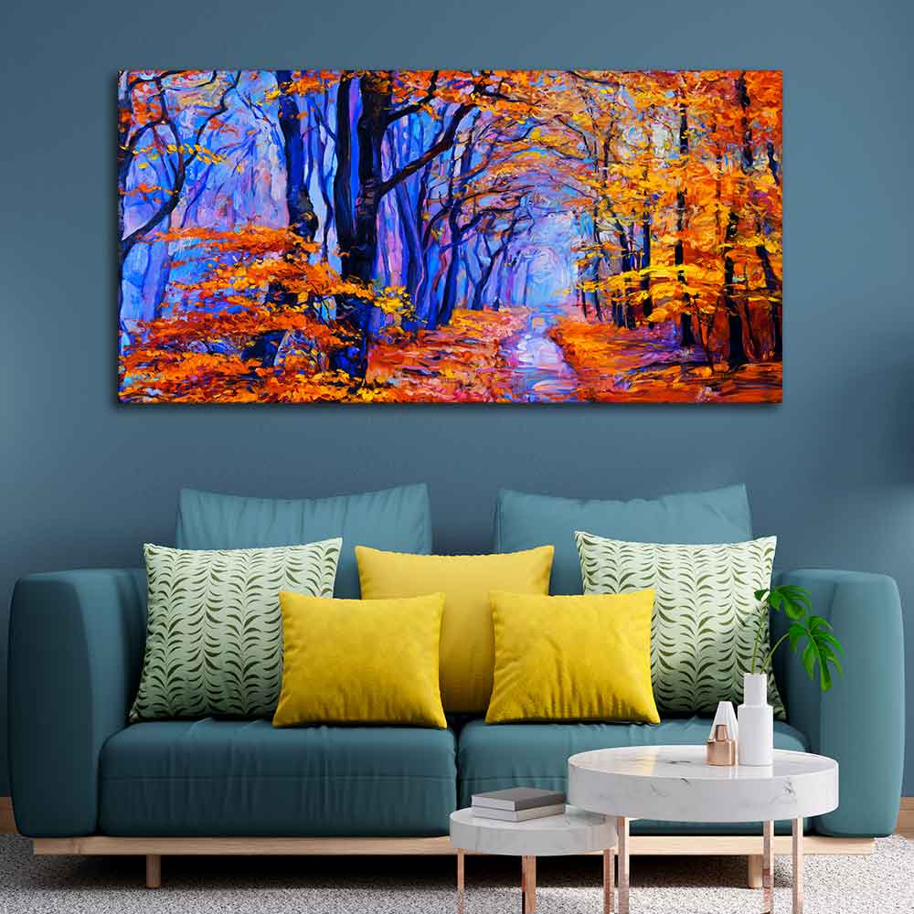Premium Canvas Abstract Art Wall Painting of Forest in Autumn - Decor Smart