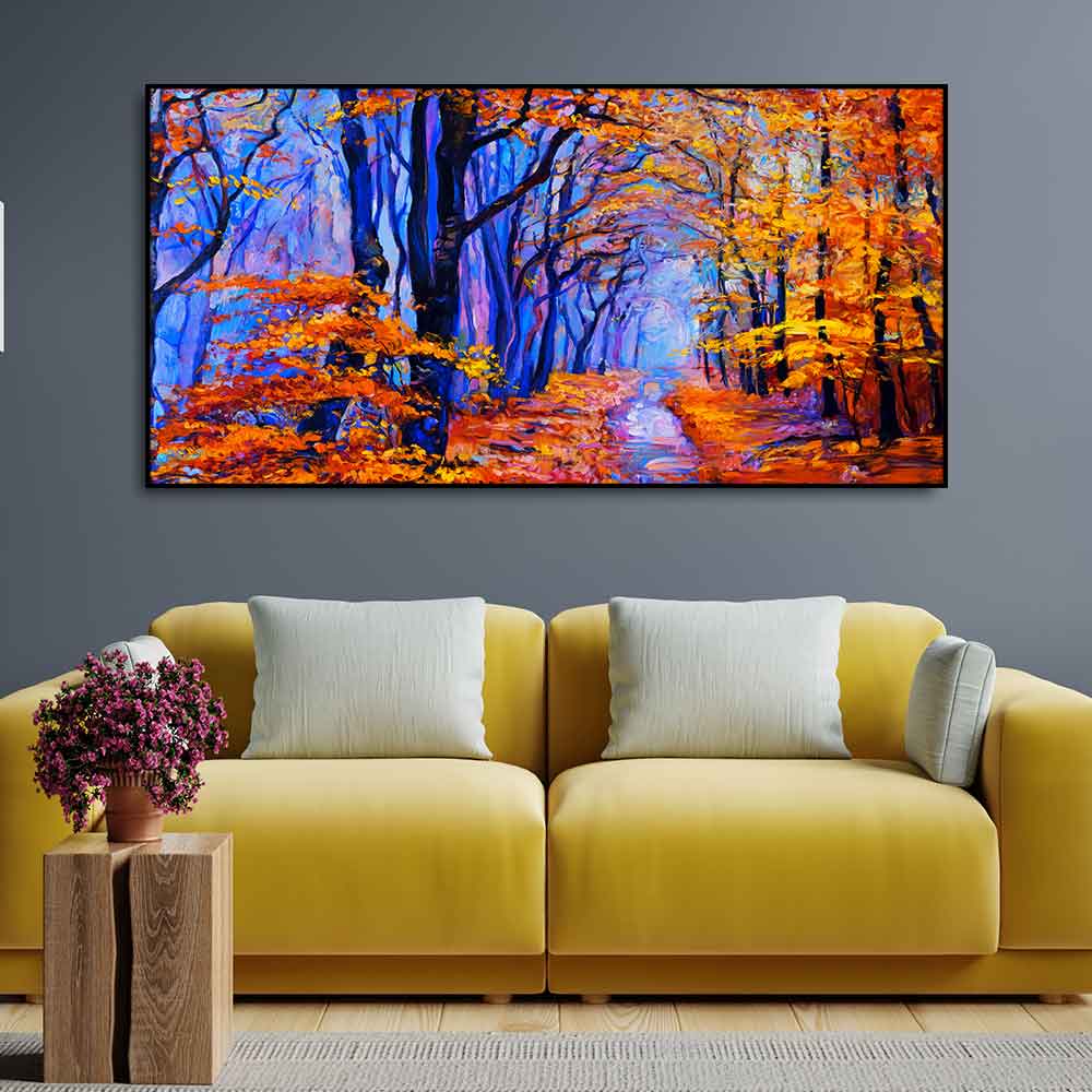 Premium Canvas Abstract Art Wall Painting of Forest in Autumn - Decor Smart