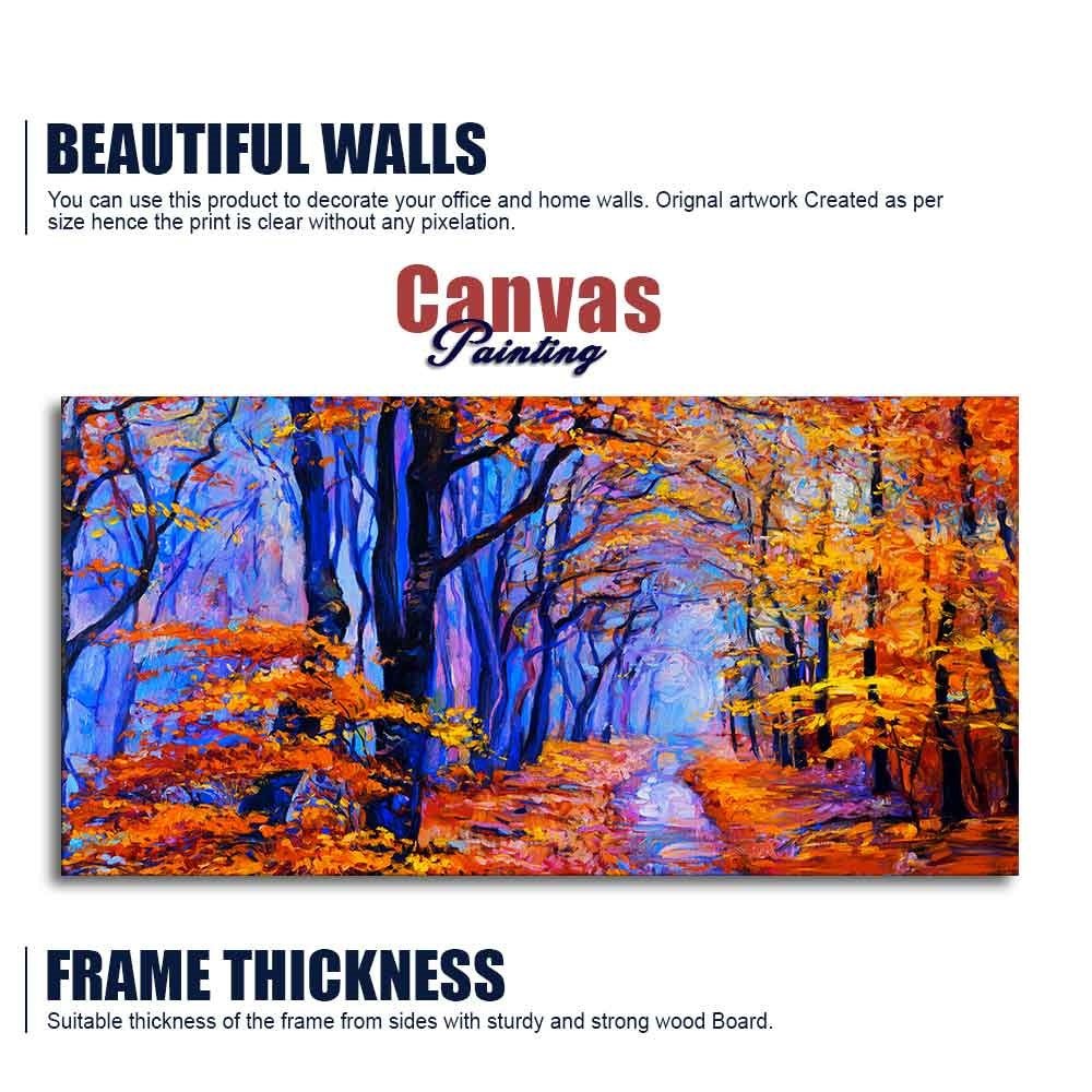 Premium Canvas Abstract Art Wall Painting of Forest in Autumn - Decor Smart