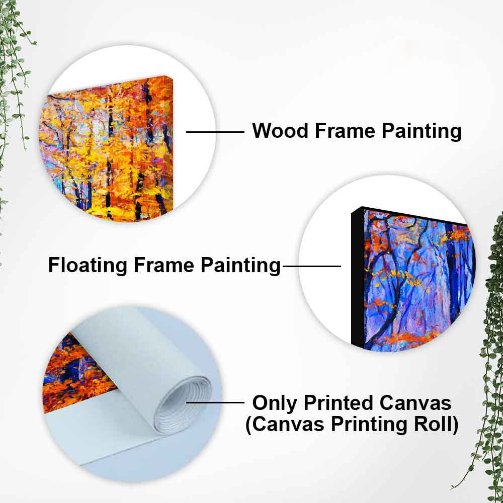 Premium Canvas Abstract Art Wall Painting of Forest in Autumn - Decor Smart