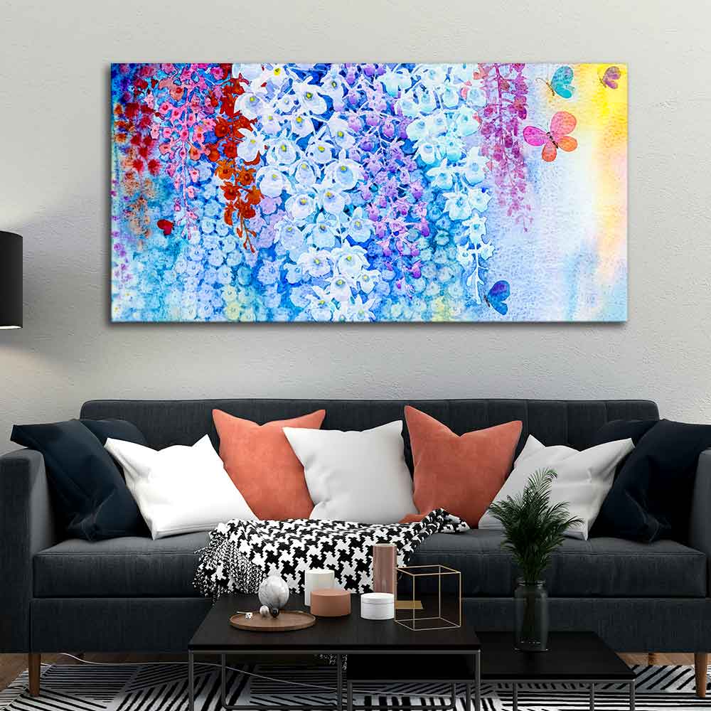 Premium Canvas Abstract Art Wall Painting of Orchid Flowers - Decor Smart