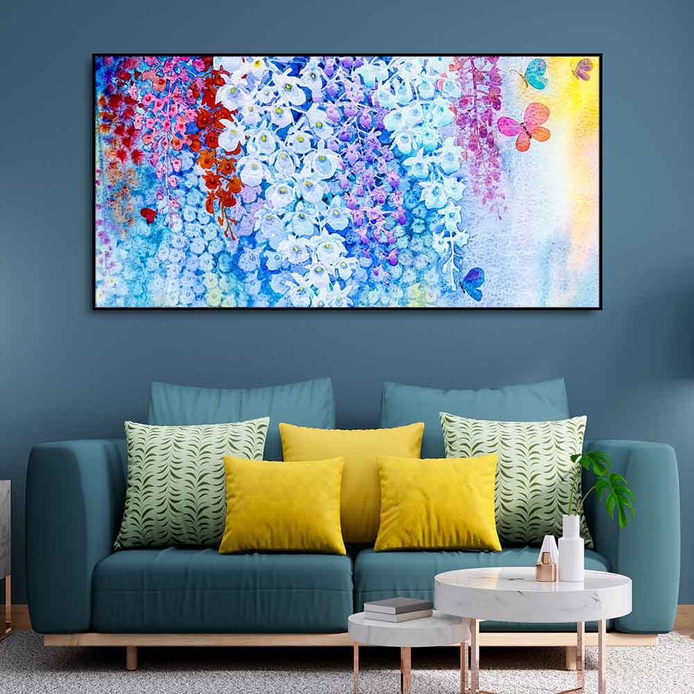 Premium Canvas Abstract Art Wall Painting of Orchid Flowers - Decor Smart
