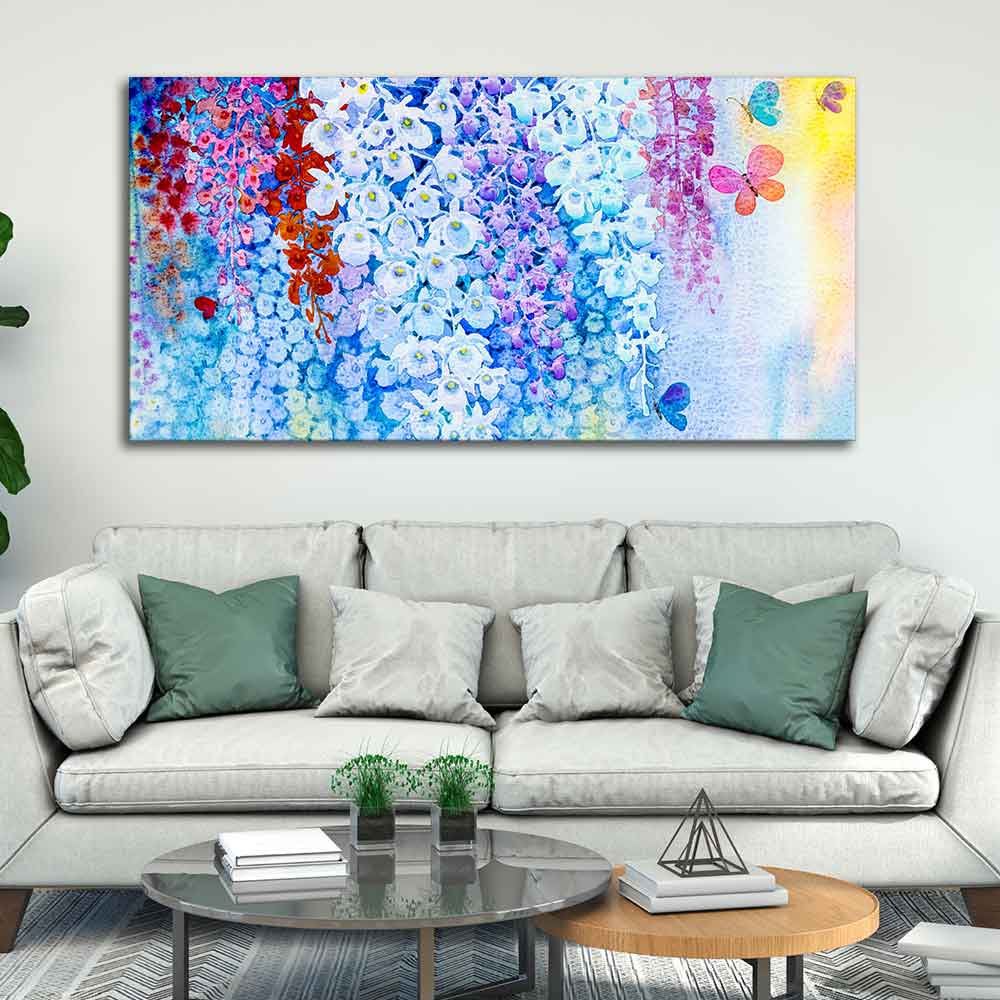 Premium Canvas Abstract Art Wall Painting of Orchid Flowers - Decor Smart