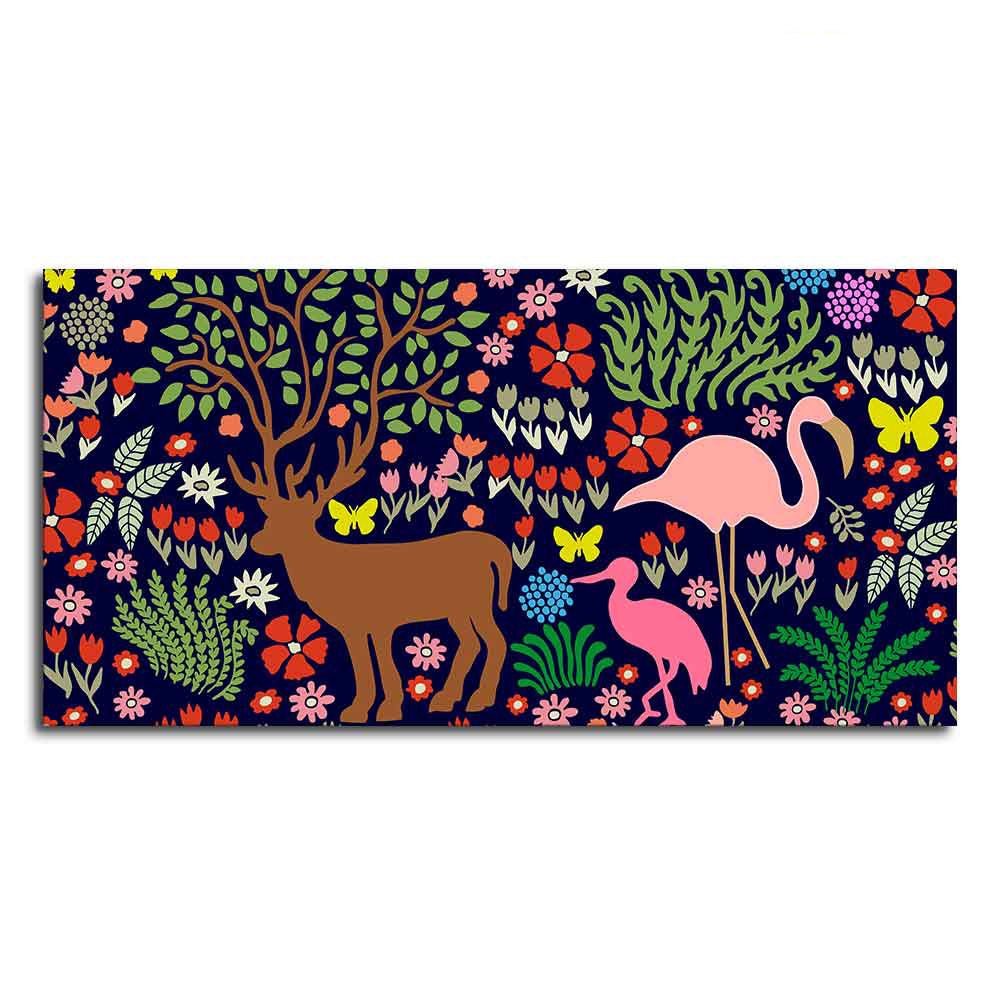 Premium Canvas Folk Art Painting of Animals in Dark Forest - Decor Smart