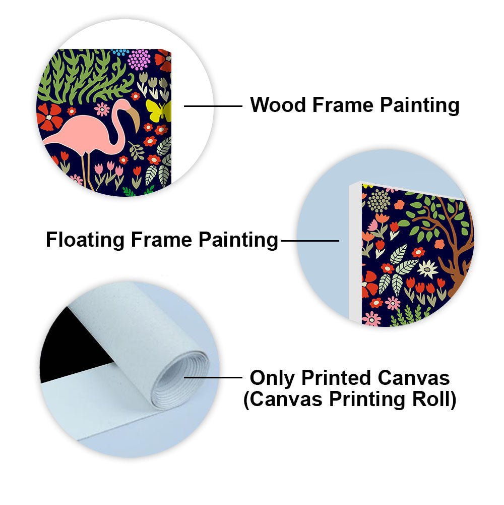Premium Canvas Folk Art Painting of Animals in Dark Forest - Decor Smart