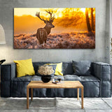 Premium Canvas Painting of Red Deer in Forest at Sunrise - Decor Smart
