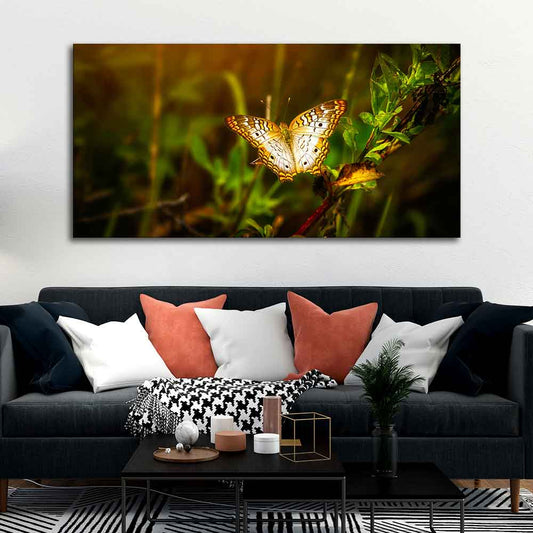 Premium Canvas Wall Painting of A Beautiful Butterfly in Forest - Decor Smart