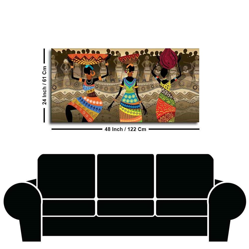 Premium Canvas Wall Painting of African Warli Art - Decor Smart