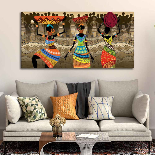 Premium Canvas Wall Painting of African Warli Art - Decor Smart