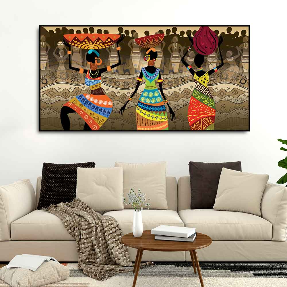 Premium Canvas Wall Painting of African Warli Art - Decor Smart