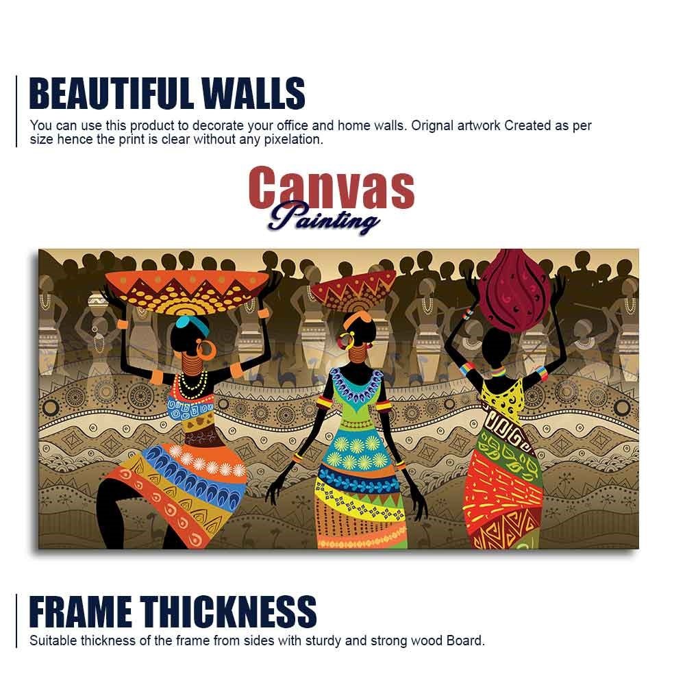 Premium Canvas Wall Painting of African Warli Art - Decor Smart