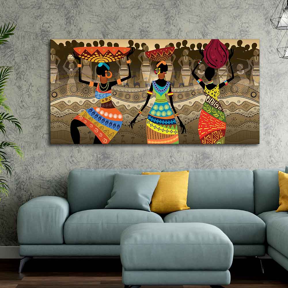 Premium Canvas Wall Painting of African Warli Art - Decor Smart