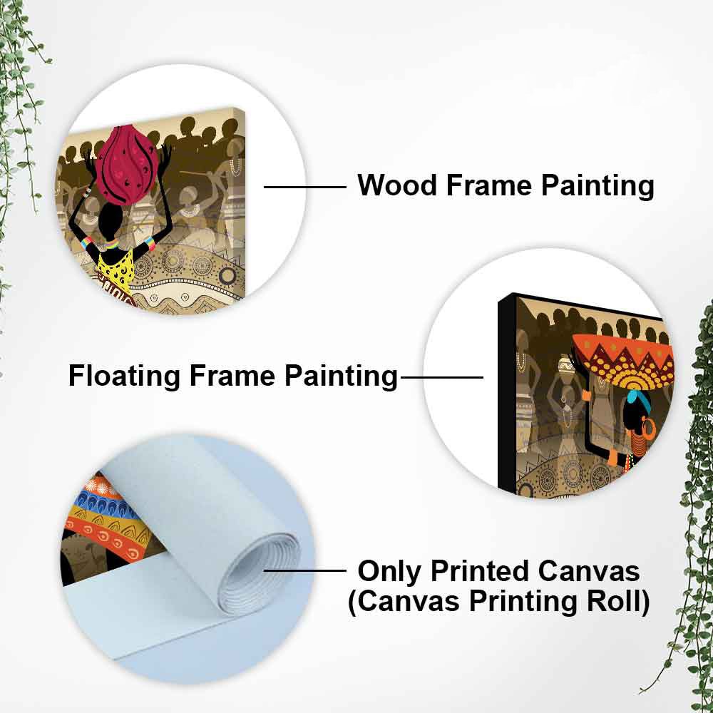 Premium Canvas Wall Painting of African Warli Art - Decor Smart