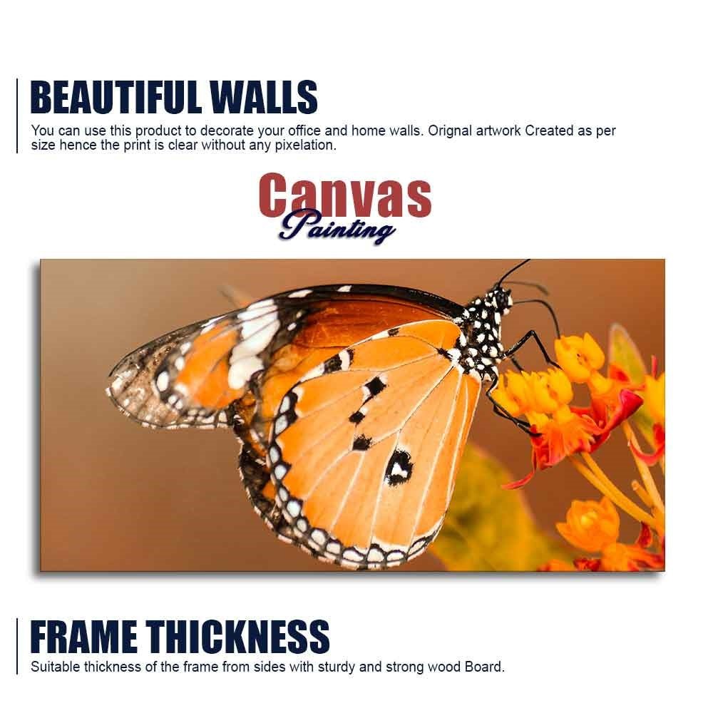 Premium Canvas Wall Painting of Beautiful Butterfly on Flower - Decor Smart