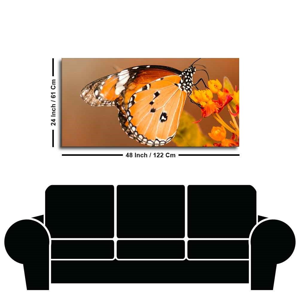 Premium Canvas Wall Painting of Beautiful Butterfly on Flower - Decor Smart