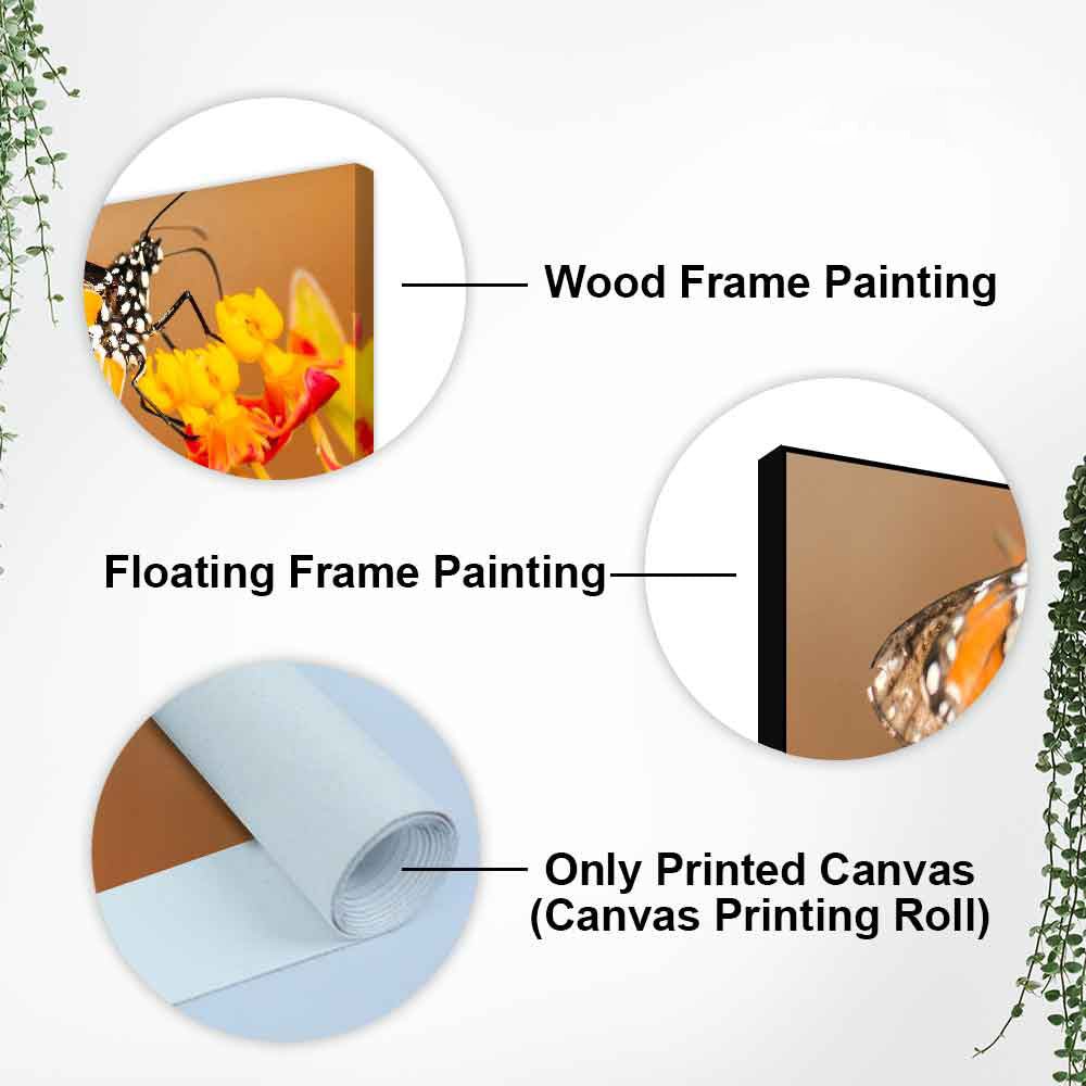 Premium Canvas Wall Painting of Beautiful Butterfly on Flower - Decor Smart