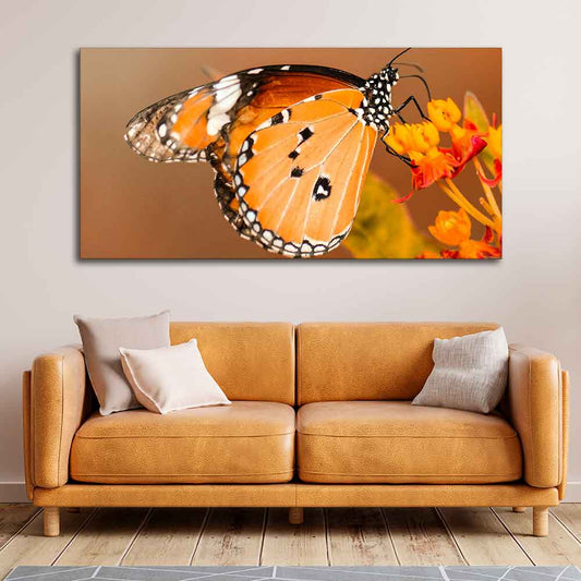 Premium Canvas Wall Painting of Beautiful Butterfly on Flower - Decor Smart