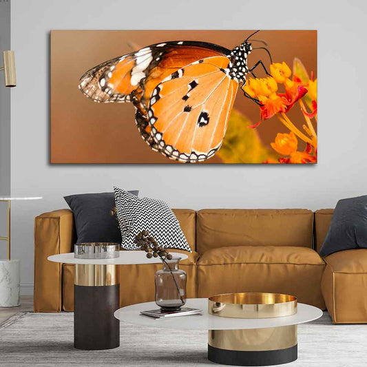 Premium Canvas Wall Painting of Beautiful Butterfly on Flower - Decor Smart