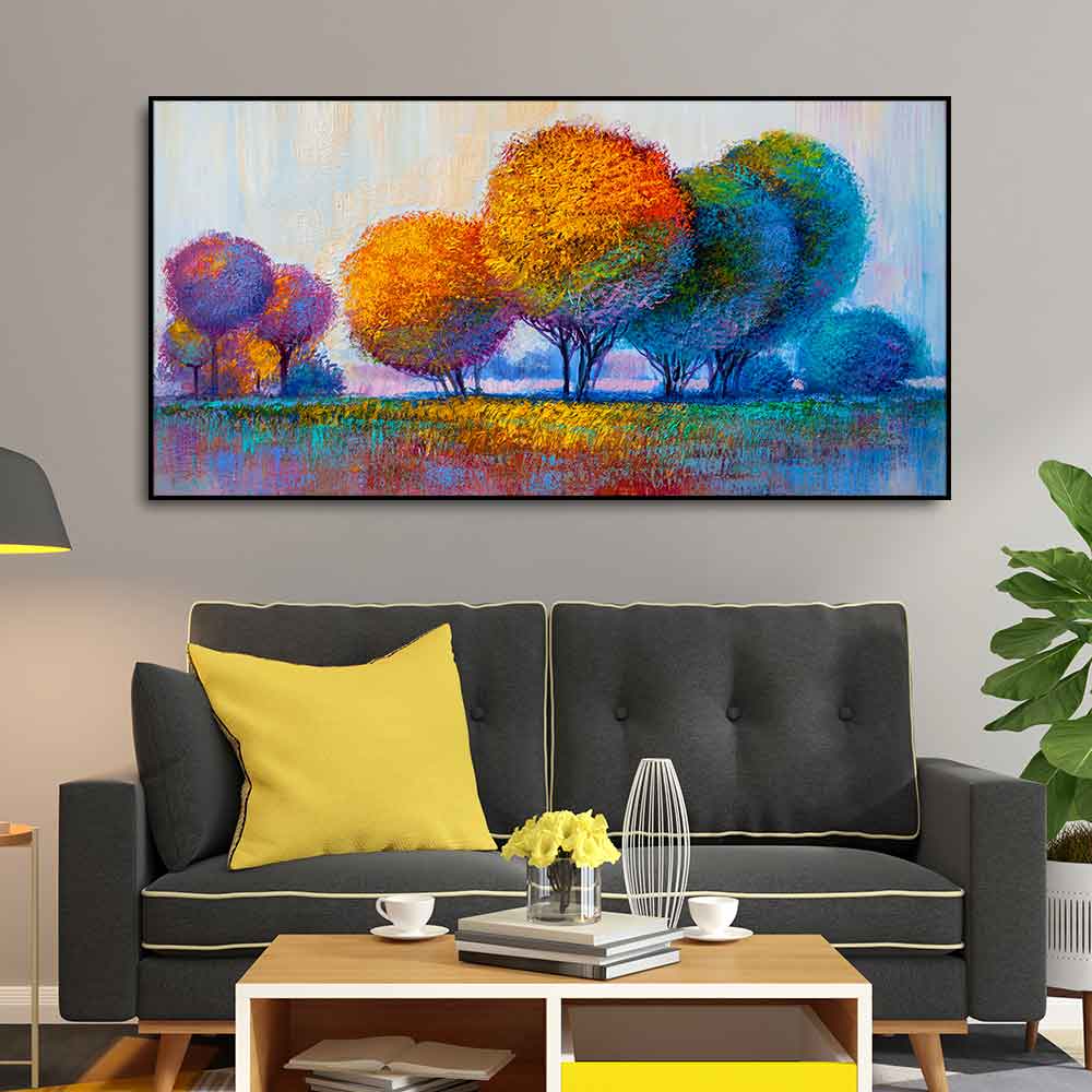 Premium Canvas Wall Painting of Beautiful Colorful Trees - Decor Smart