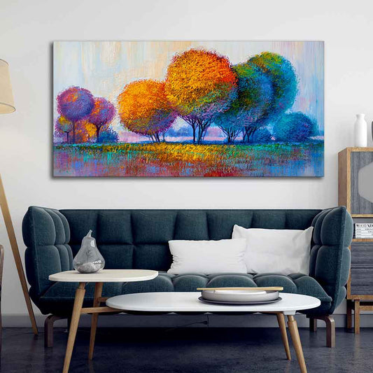 Premium Canvas Wall Painting of Beautiful Colorful Trees - Decor Smart