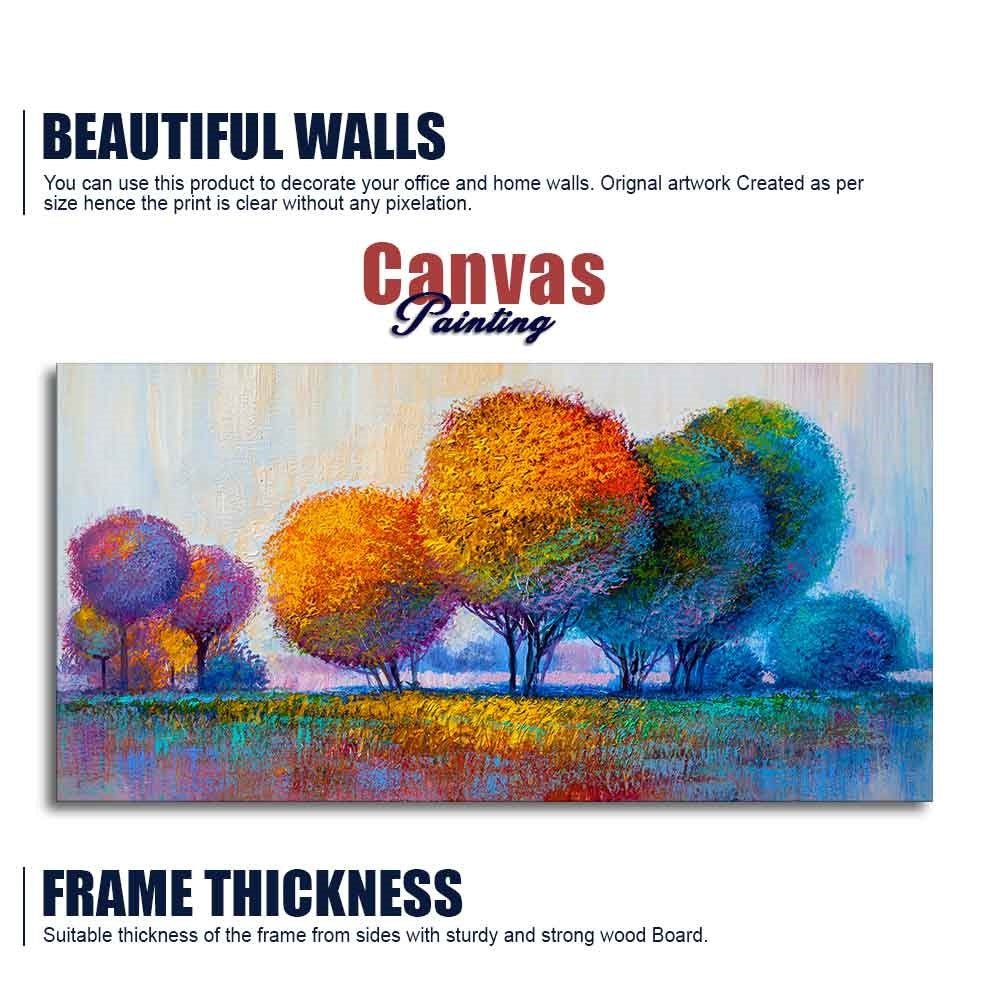 Premium Canvas Wall Painting of Beautiful Colorful Trees - Decor Smart