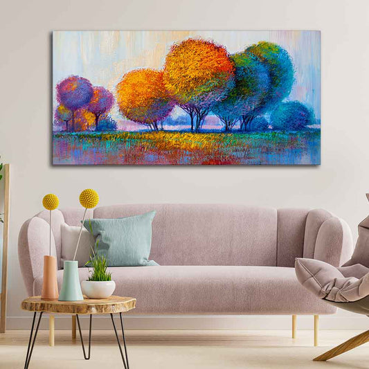 Premium Canvas Wall Painting of Beautiful Colorful Trees - Decor Smart