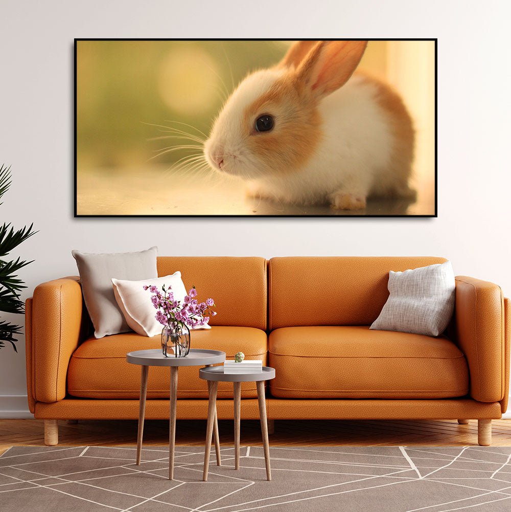 Premium Canvas Wall Painting of Cute White & Brown Bunny - Decor Smart