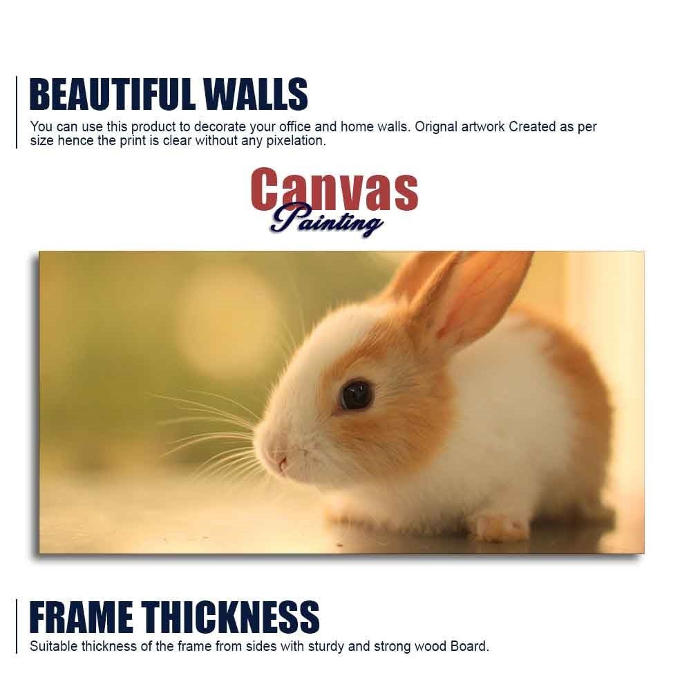 Premium Canvas Wall Painting of Cute White & Brown Bunny - Decor Smart