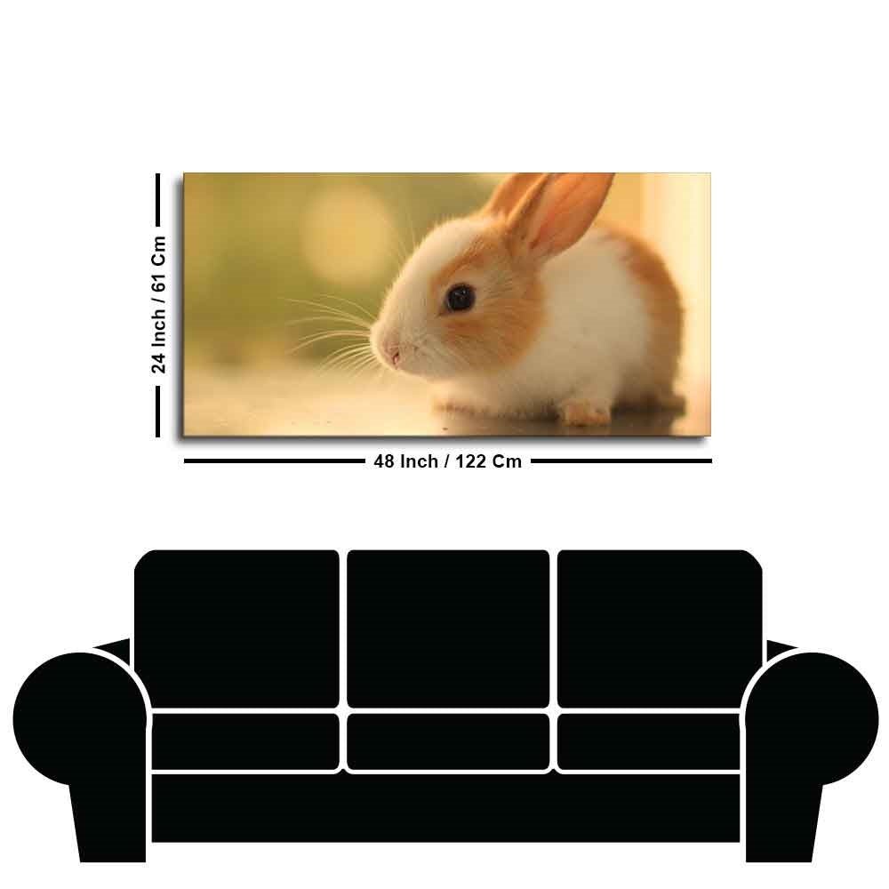 Premium Canvas Wall Painting of Cute White & Brown Bunny - Decor Smart