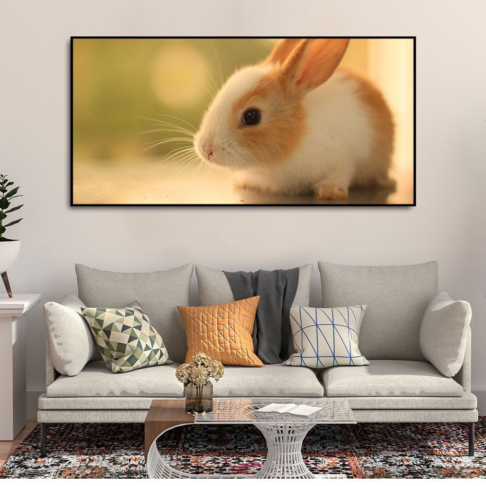Premium Canvas Wall Painting of Cute White & Brown Bunny - Decor Smart