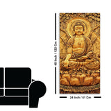 Premium Canvas Wall Painting of Golden Lord Buddha Sculpture - Decor Smart