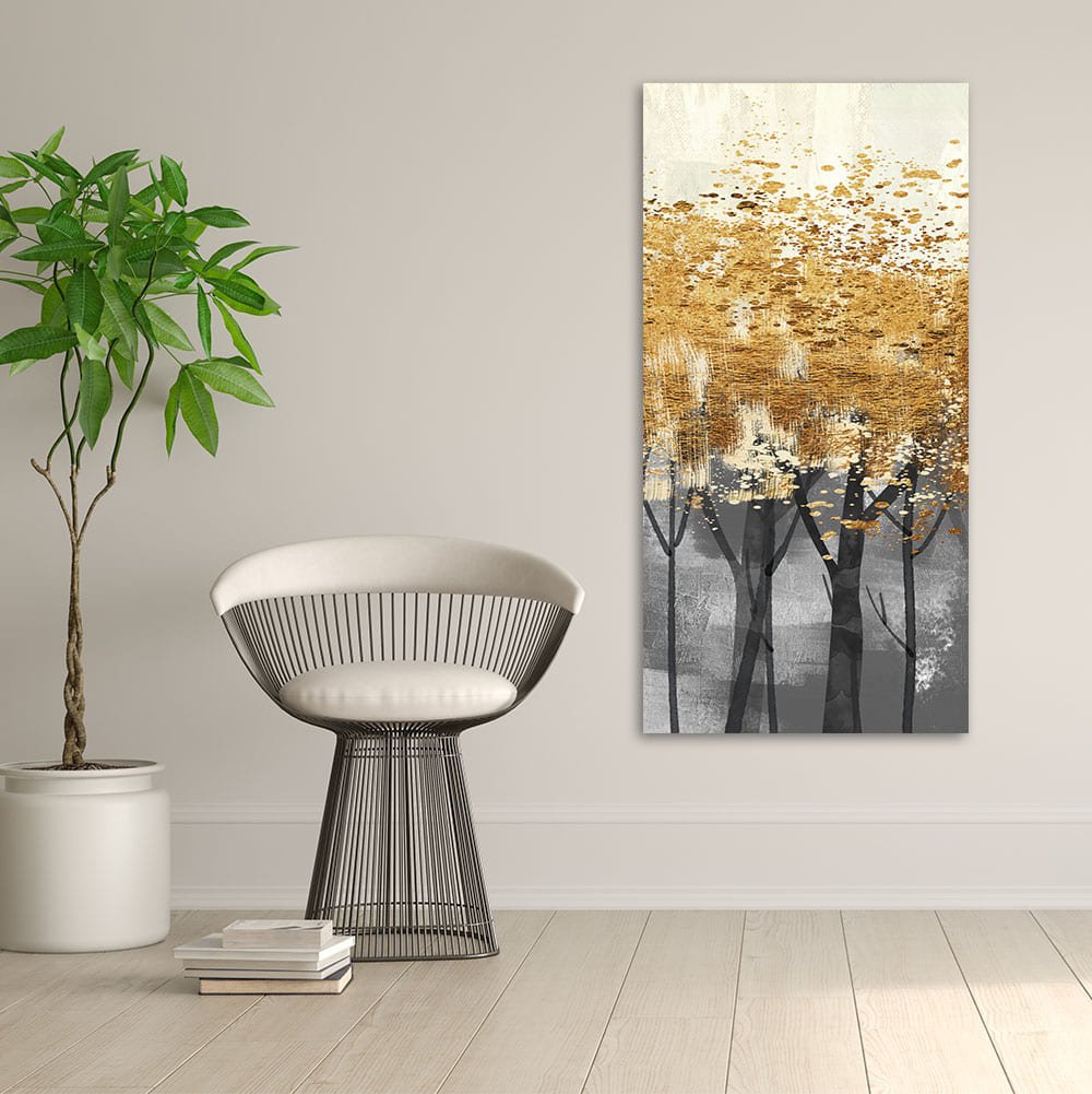 Premium Canvas Wall Painting of Golden Metallic Forest - Decor Smart