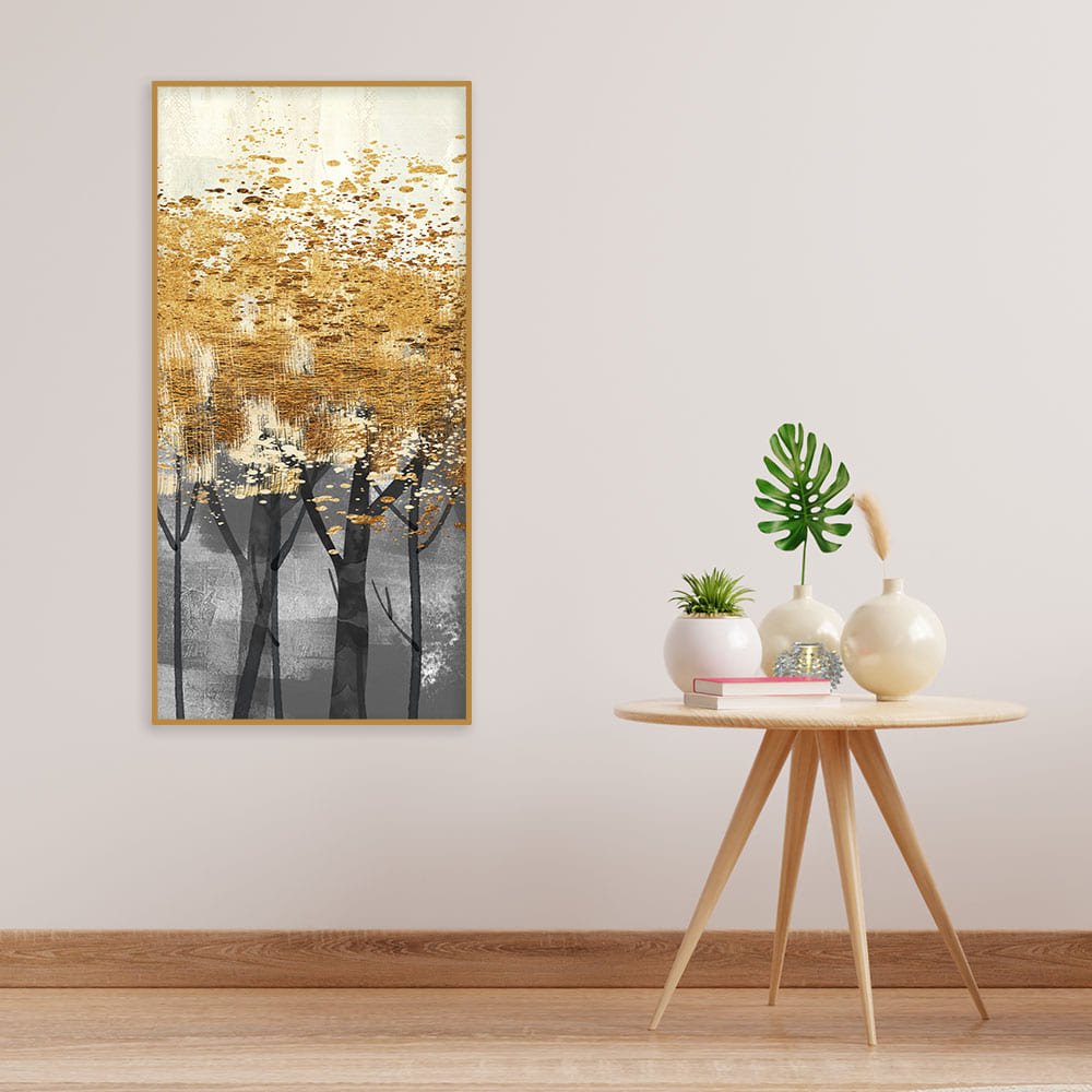 Premium Canvas Wall Painting of Golden Metallic Forest - Decor Smart