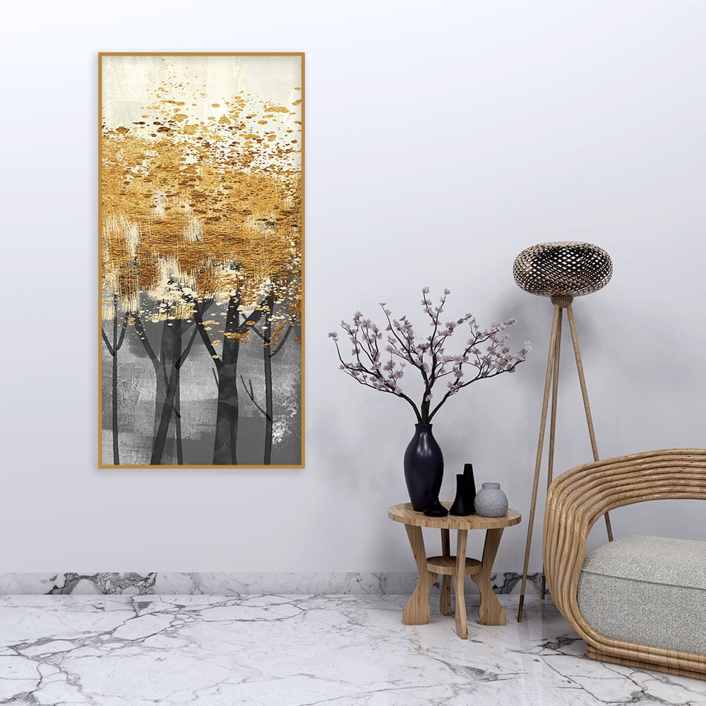 Premium Canvas Wall Painting of Golden Metallic Forest - Decor Smart