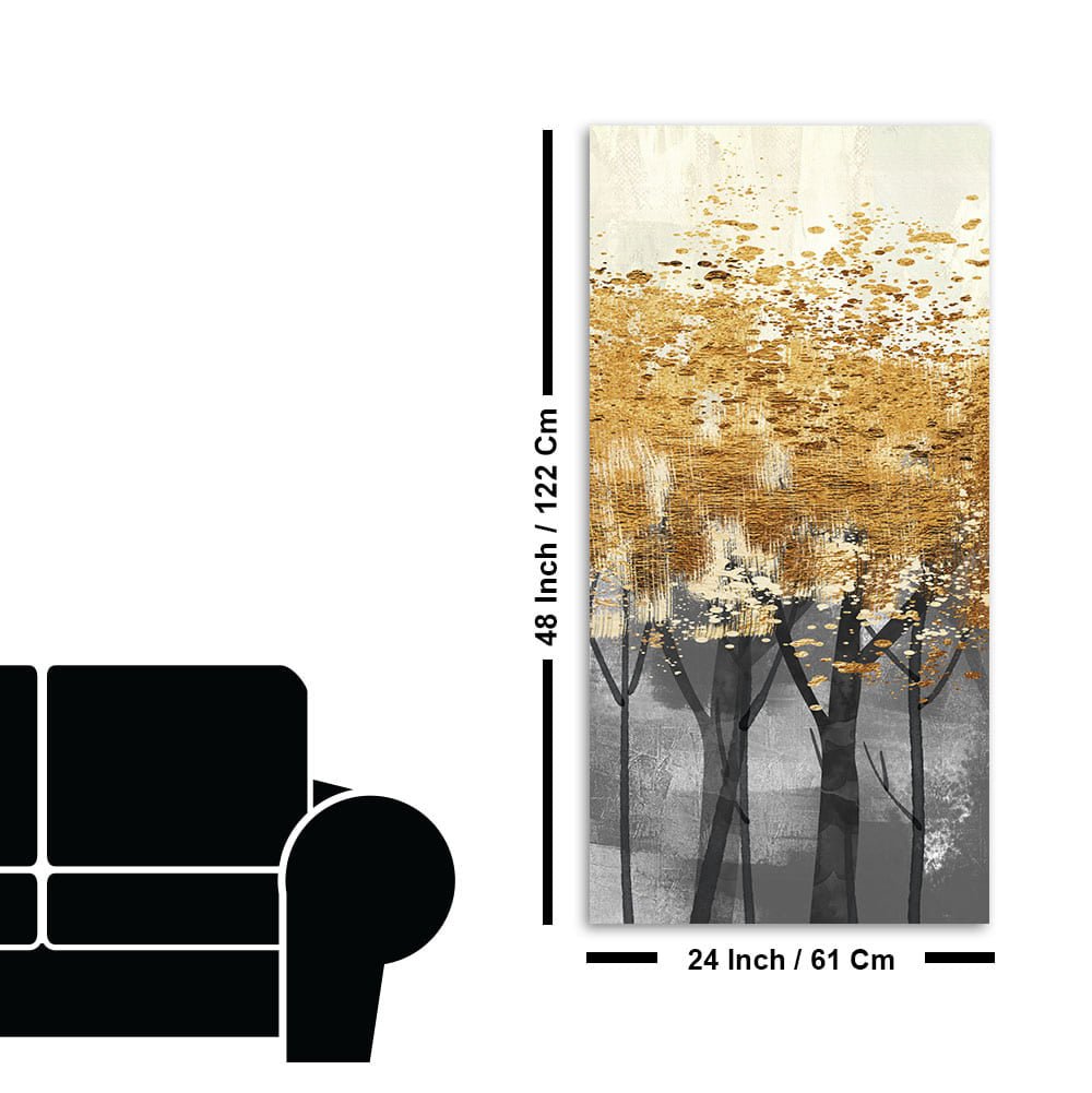 Premium Canvas Wall Painting of Golden Metallic Forest - Decor Smart