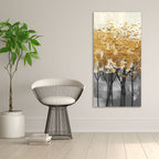 Premium Canvas Wall Painting of Golden Metallic Forest