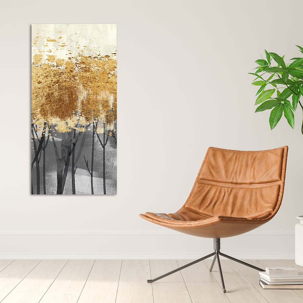 Premium Canvas Wall Painting of Golden Pattern Metallic Forest - Decor Smart