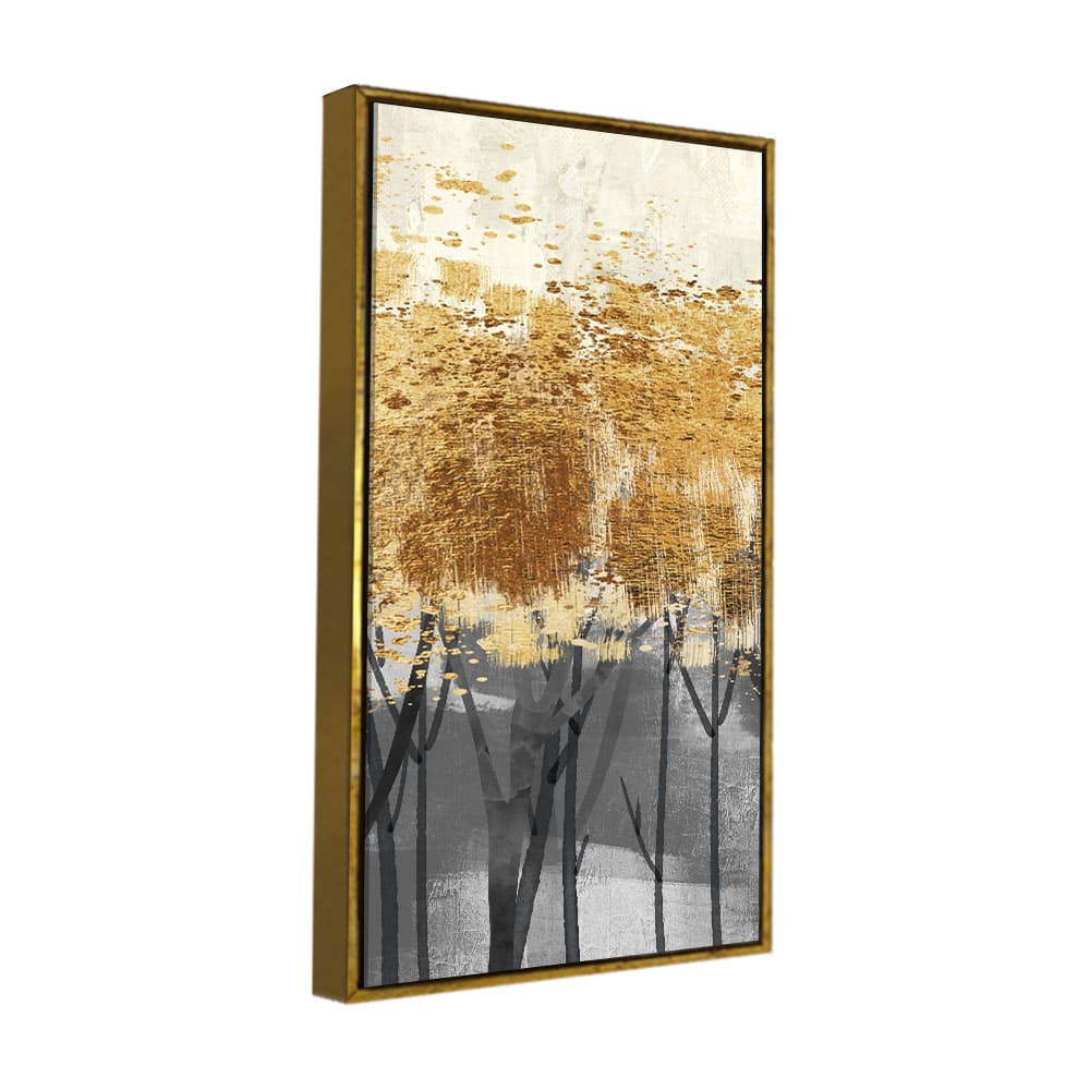 Premium Canvas Wall Painting of Golden Pattern Metallic Forest - Decor Smart