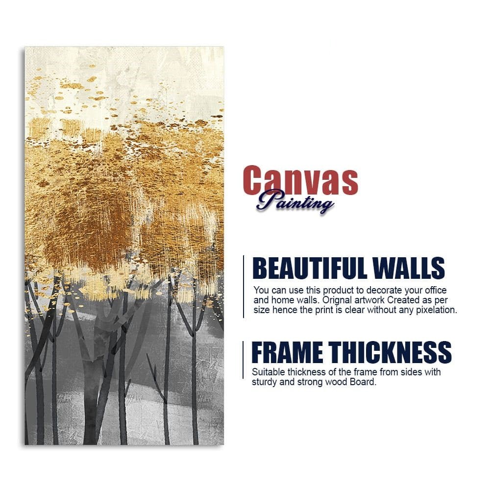 Premium Canvas Wall Painting of Golden Pattern Metallic Forest - Decor Smart
