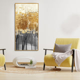 Premium Canvas Wall Painting of Golden Pattern Metallic Forest - Decor Smart