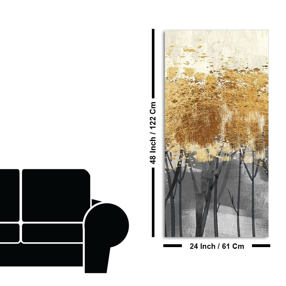Premium Canvas Wall Painting of Golden Pattern Metallic Forest - Decor Smart