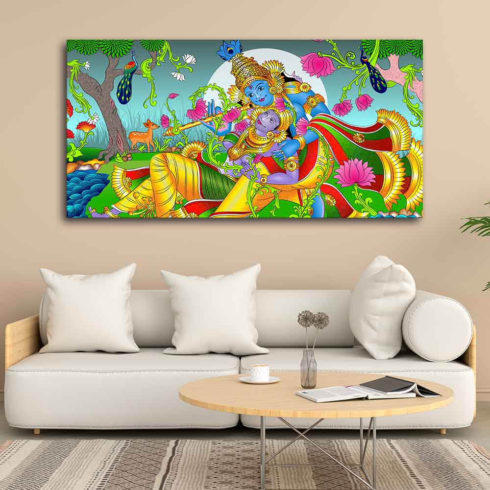 Premium Canvas Wall Painting of Lord Radha and Krishna - Decor Smart