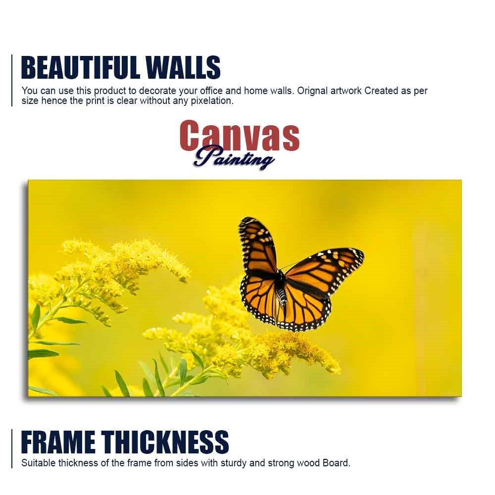 Premium Canvas Wall Painting of Monarch Butterfly on Yellow Flower - Decor Smart
