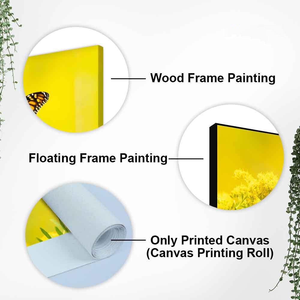 Premium Canvas Wall Painting of Monarch Butterfly on Yellow Flower - Decor Smart