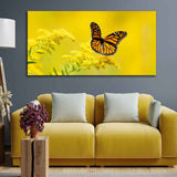 Premium Canvas Wall Painting of Monarch Butterfly on Yellow Flower - Decor Smart
